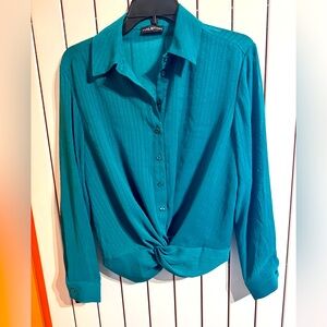 Halston Tops | Halston Turquoise Blouse Size S | New Without Tag
